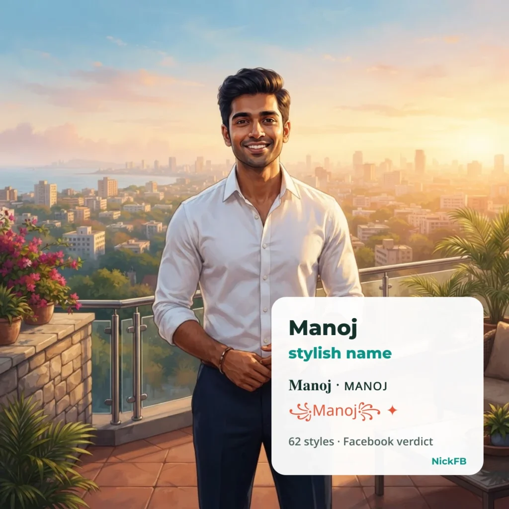 Manoj stylish name for Facebook with 62 styles and verdicts