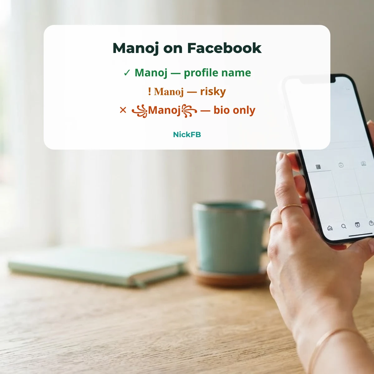 Manoj stylish name for Facebook: passes, risky and rejected styles