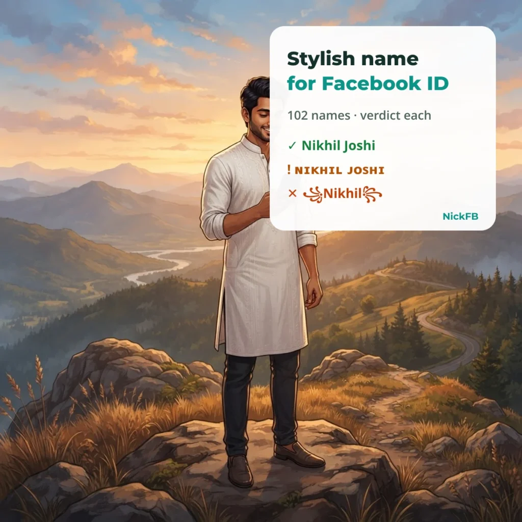 Stylish name for Facebook ID with passes, risky and rejected examples