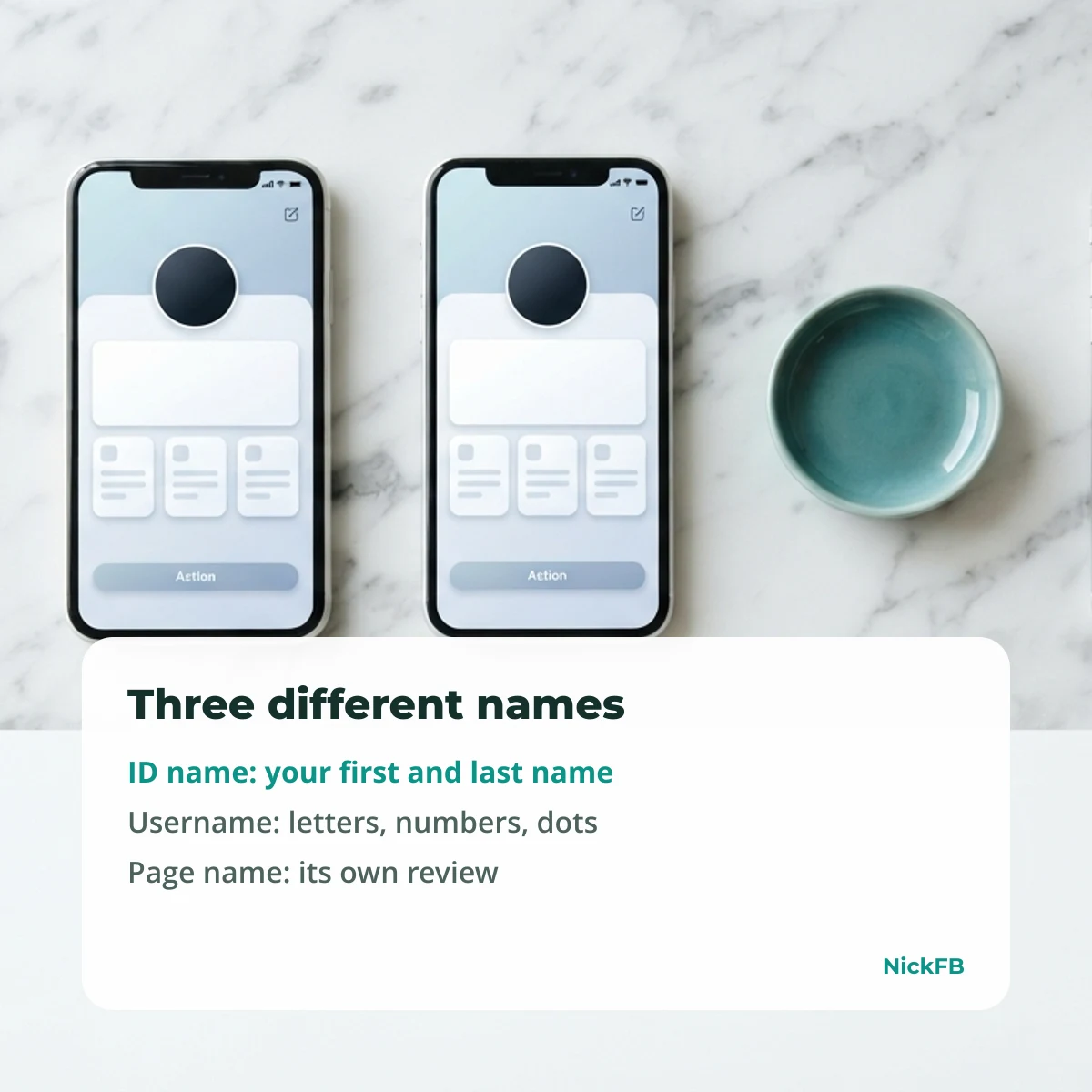 Stylish name for Facebook ID: profile name, username and Page name compared