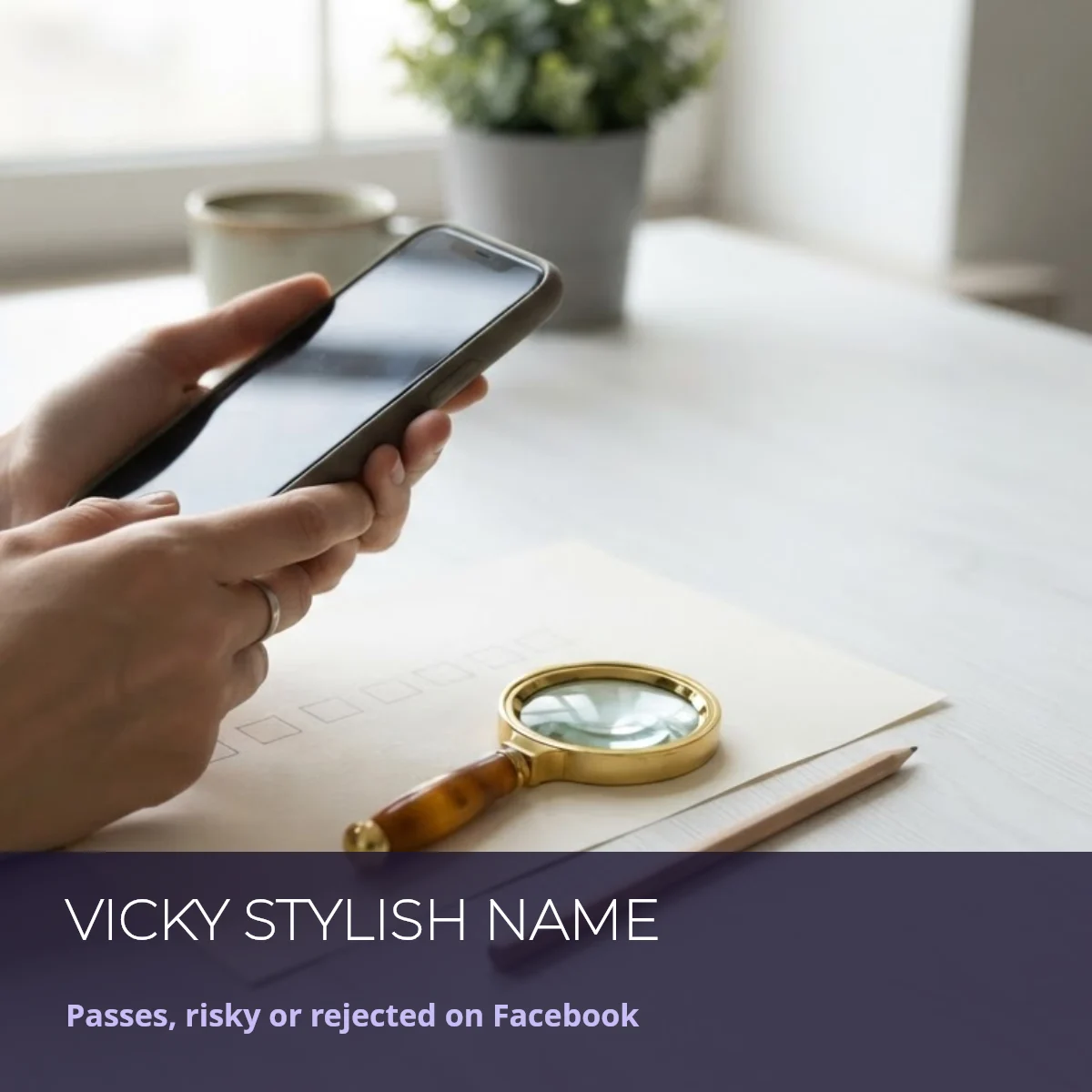 Vicky stylish name for Facebook: passes, risky and rejected styles